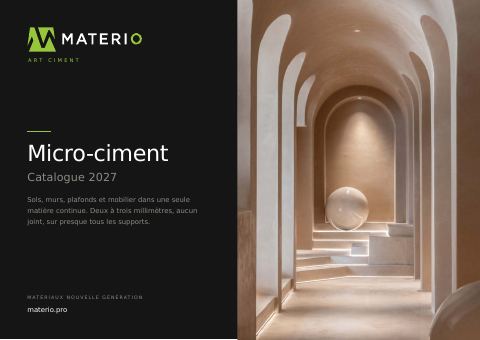 Couverture — Catalogue MATERIO ART CIMENT 2027 — micro-ciment